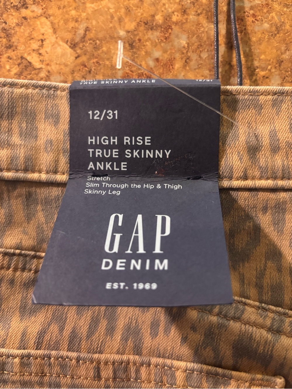 GAP High Rise True Skinny Ankle Jeans - Brown Animal Print